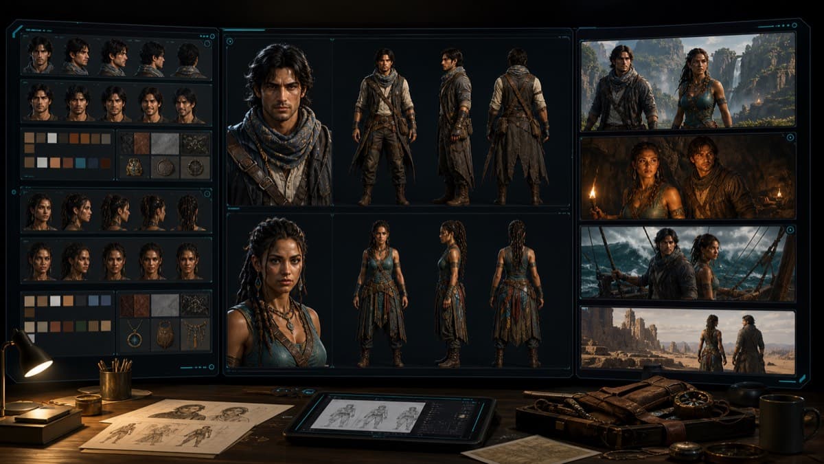 Character sheet in the Farrah and Raffah character workflow