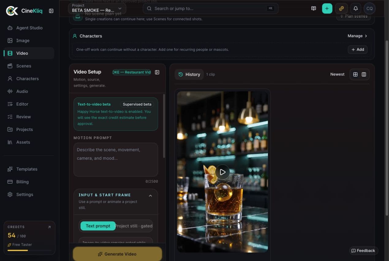 Create motion shown inside the real CineKliq application